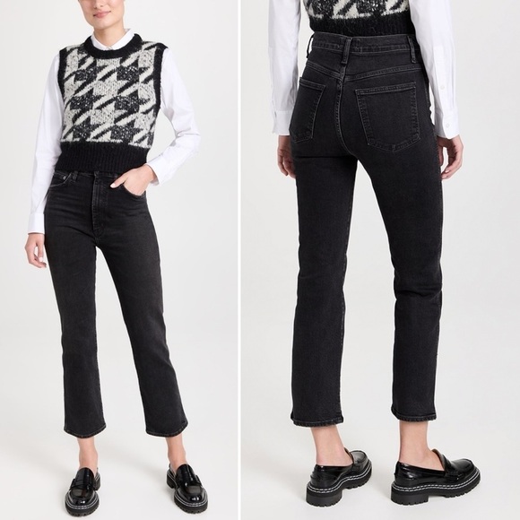 Agolde 90s Pinch Jeans Pant High Straight Black Denim Dark Classic Minimalist 25 - Picture 14 of 14